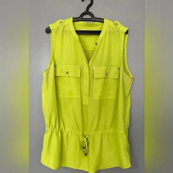 Michael Kors Green Sleeveless Tunic with Mandarin Collar - Picture 1 of 9